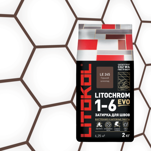 картинка LITOCHROM 1-6 EVO LE 245 горький шоколад (2kg Al.bag) от базы строительно-отделочных материалов